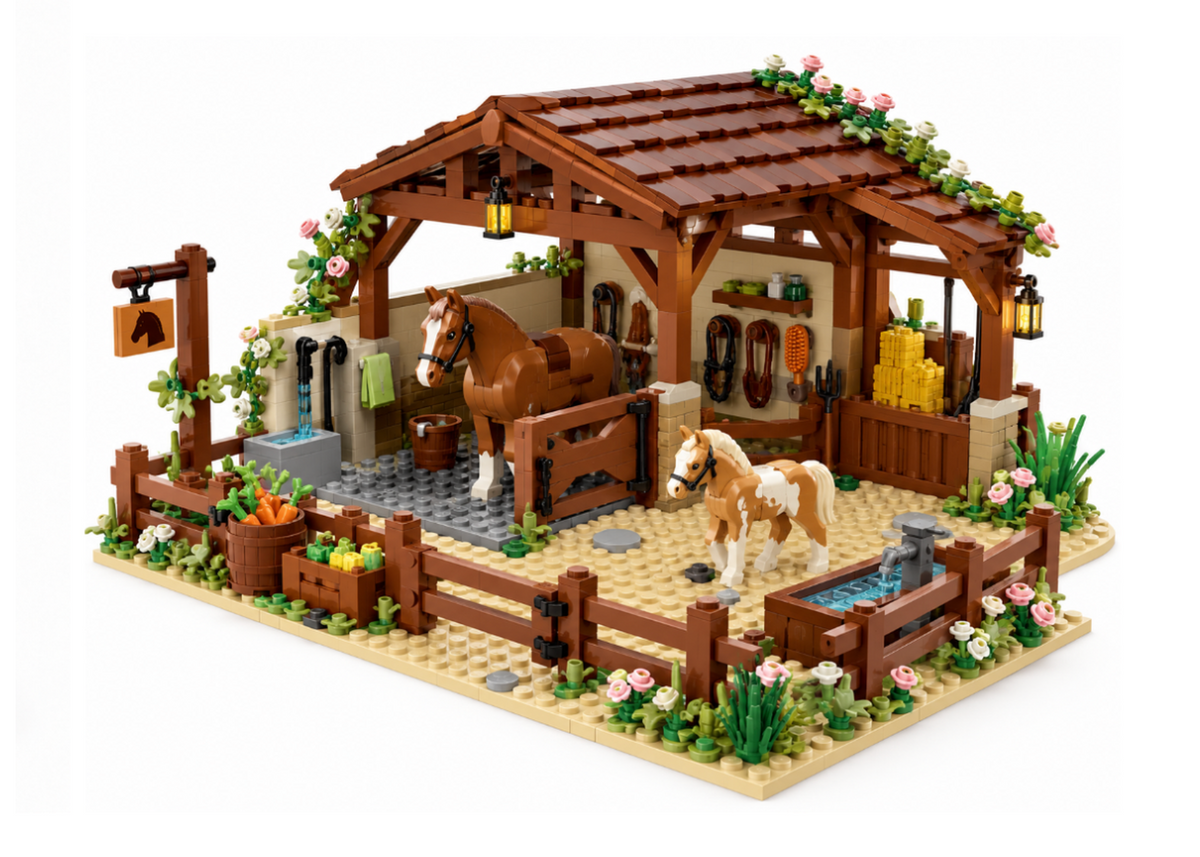 Completed horse stable displayed after advent calendar countdown